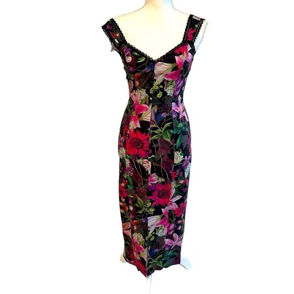 Marchesa Notte Botanical Midi Dress Size 0 Oversized - Picture 4 of 8